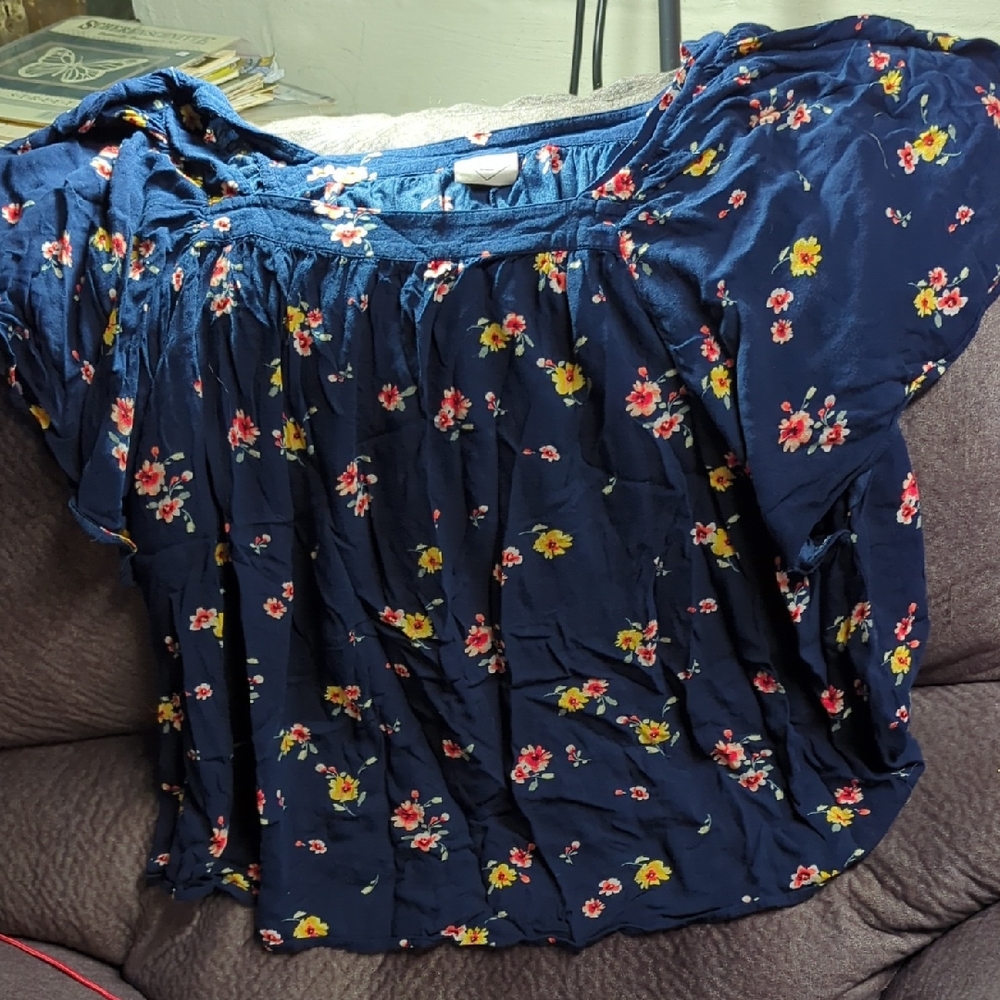 St. John's Bay Blue Ruffled Blouse